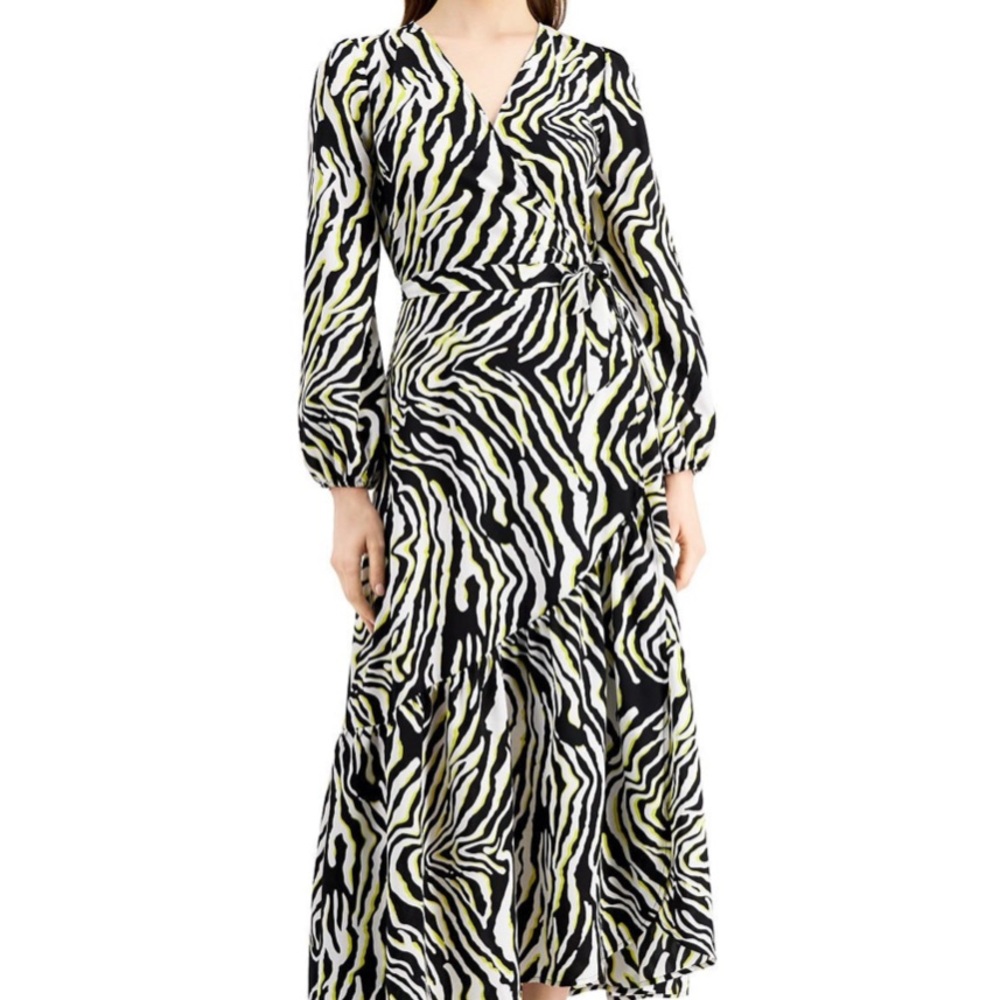 Bar III Zebra-print Maxi Wrap Dress XXL